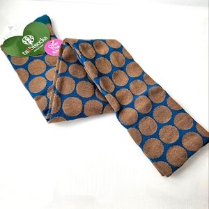 Over The Knee OTK Socks Blue with Taupe Polka Dots Tabbi Socks NWT!